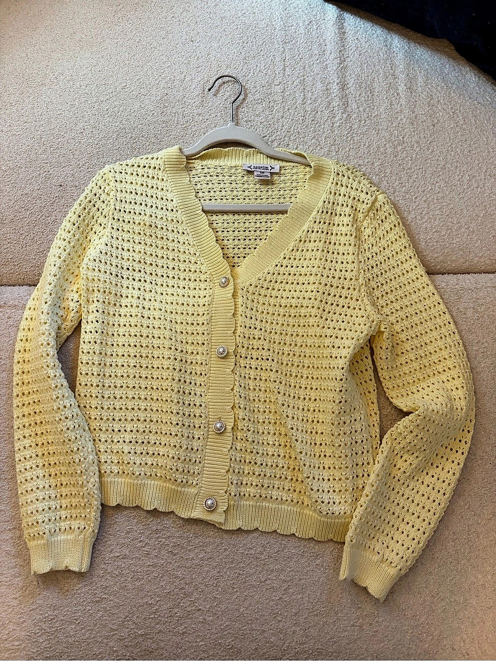 Knit Button-Front Cardigan in Yellow Size Small